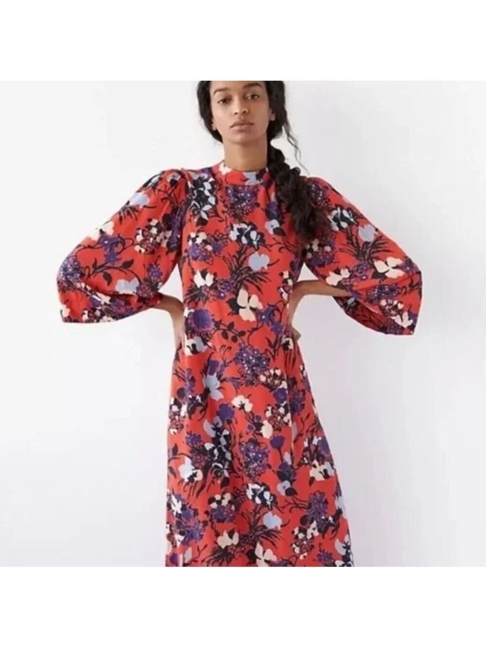 Anthropologie Angelique Red and Purple Maxi Dress